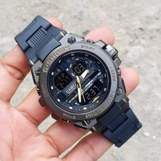 Jam Tangan Casio Gshock Water Resist Renang Rantai Mika - Hitam lis Gold