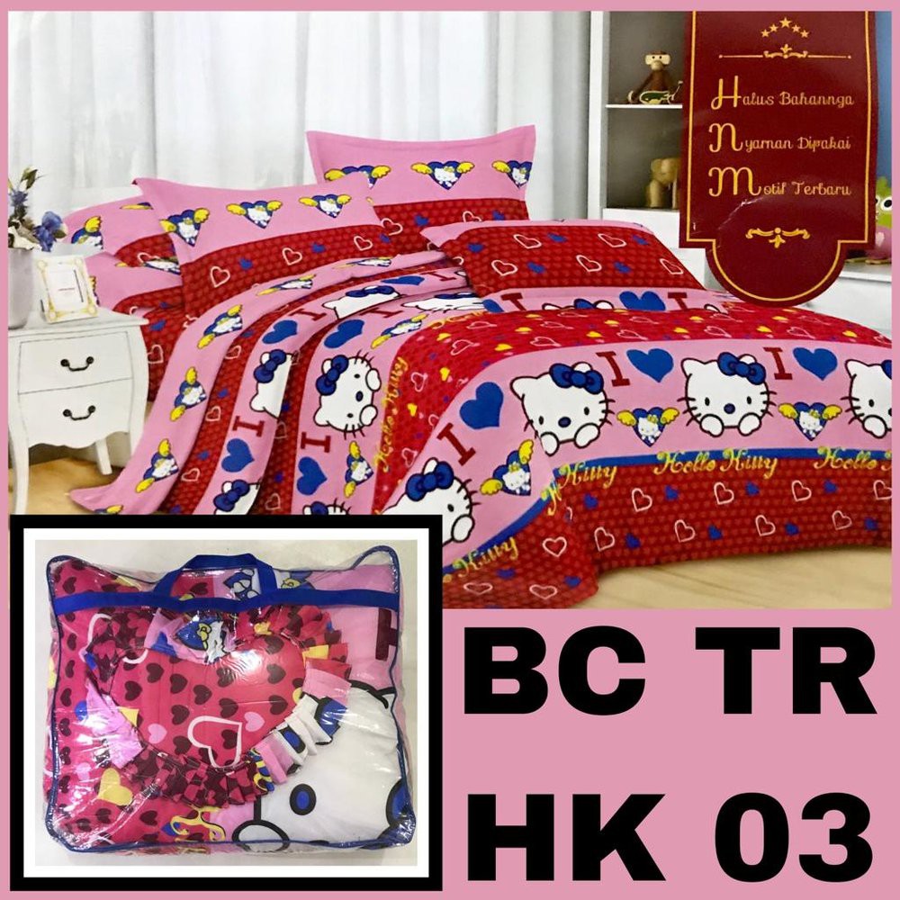 Jual Bed Cover Set Motif Hello Kitty ( Sprei & Bed Cover ) terbatas