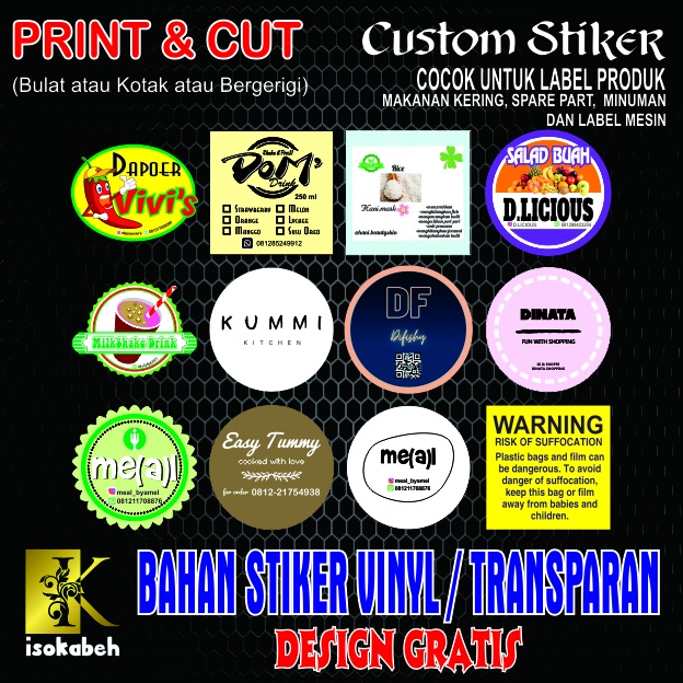 

Cetak Stiker Label Makanan/Minuman/Kosmetik/dll Ukuran Bisa Custom