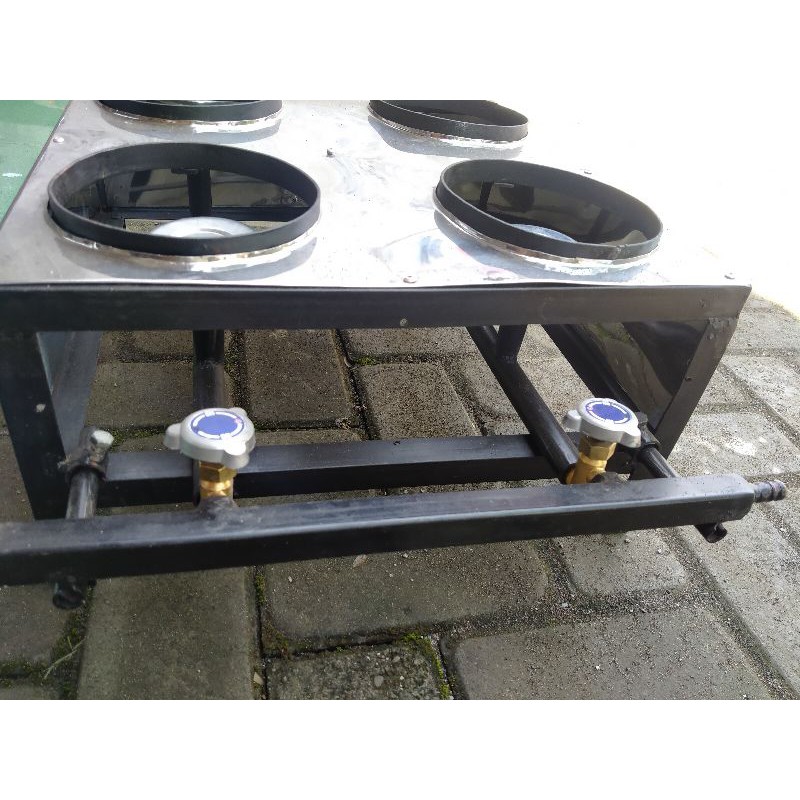 Kompor Serabi 4 Tungku set Wajan baja+tutup /Kompor gas/Kompor serabi