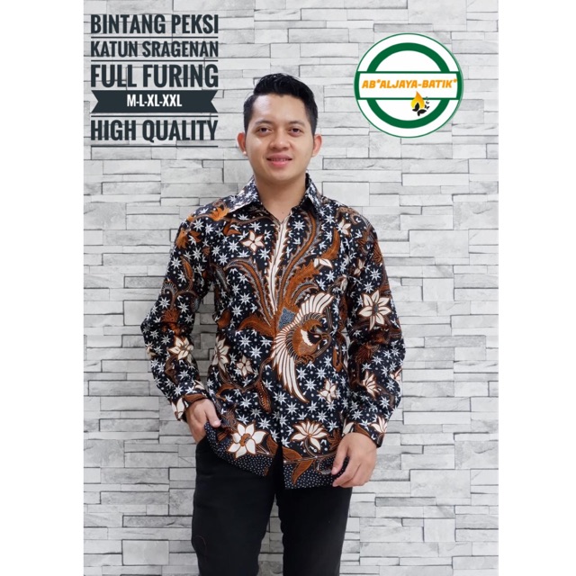 Batik Pria BINTANG PEKSI Panjang Katun Halus Sragenan Full Furing