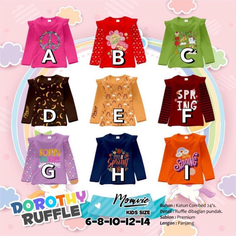 Kaos Panjang Anak 6-14 T Rumple Junior Dorothy Ruffle By Momvie