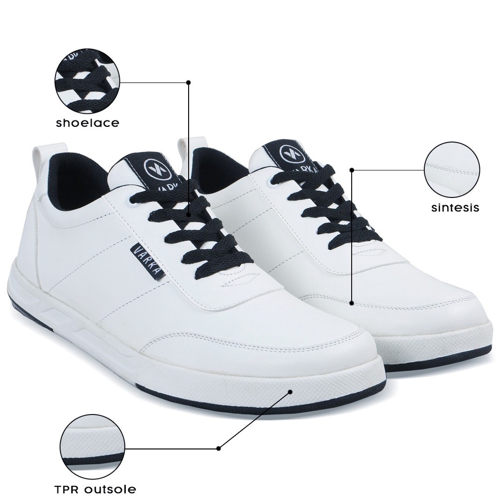 Sepatu Sneakers Pria Terbaru V 4038 Brand Varka Sepatu Kets Kuliah Kerja Hangout Murah Berkualitas Warna Putih