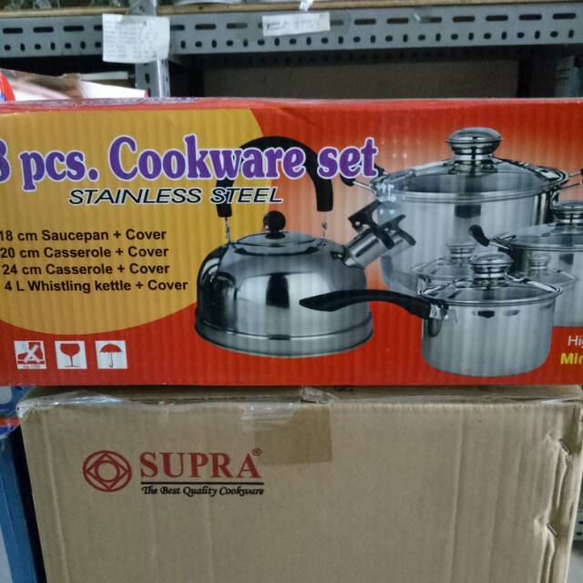 Cookware Set 8 Pcs Panci Stainless Steel Plus Teko