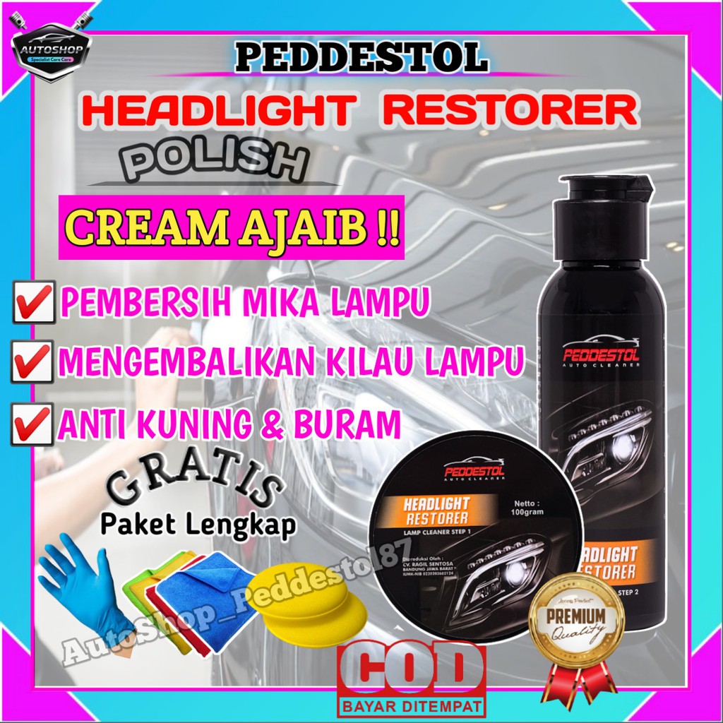 Headlight Restorer Lamp Pembersih Kaca Lampu Mobil Kuning Pengkilap Headlamp Polish Mika Lampu Mobil