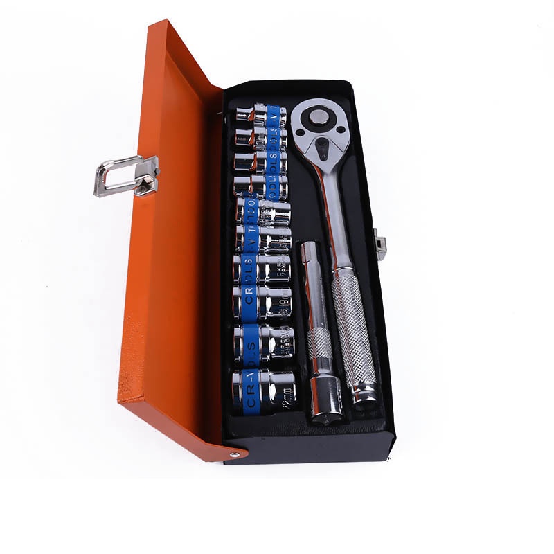 【Mukava】Obeng Kunci Socket Set 12 Pcs Socket 10 - 24mm Ratchet Spanner - Box Besi