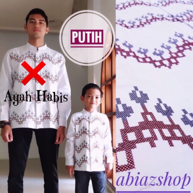 Koko putih / koko ayah dan anak / baju koko ayah anak