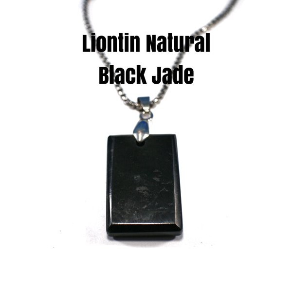 KALUNG STAINLESS LIONTIN NATURAL BATU BLACK JADE