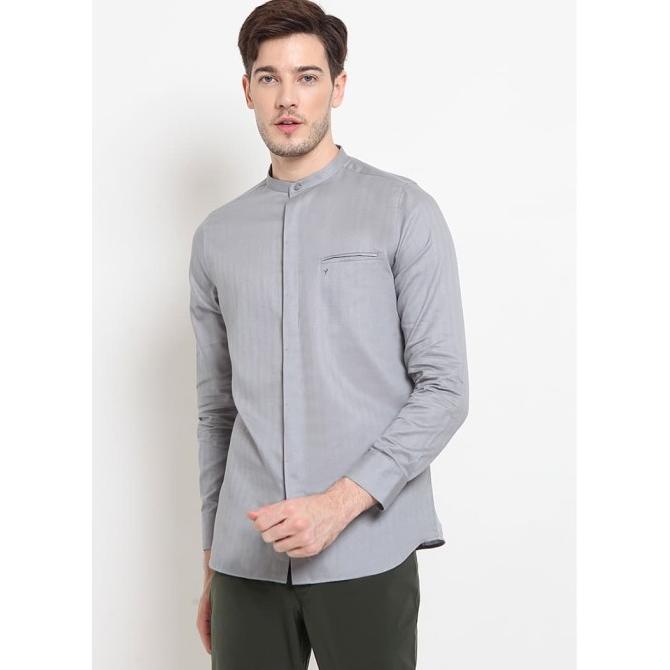 Jobb Daamir Baju Koko Modern Look Lengan Panjang Grey