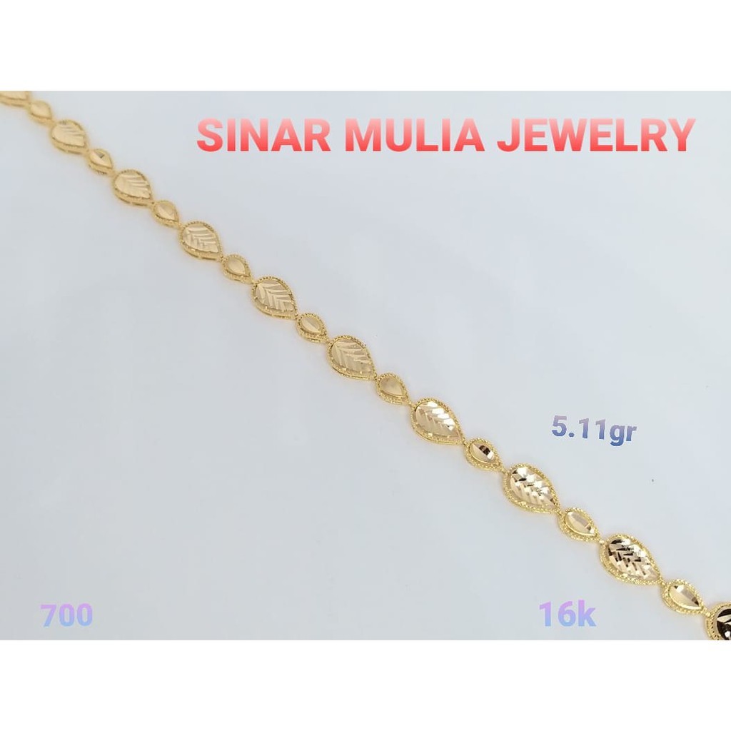 GELANG RANTAI MODEL DAUN CANTIK EMAS ASLI