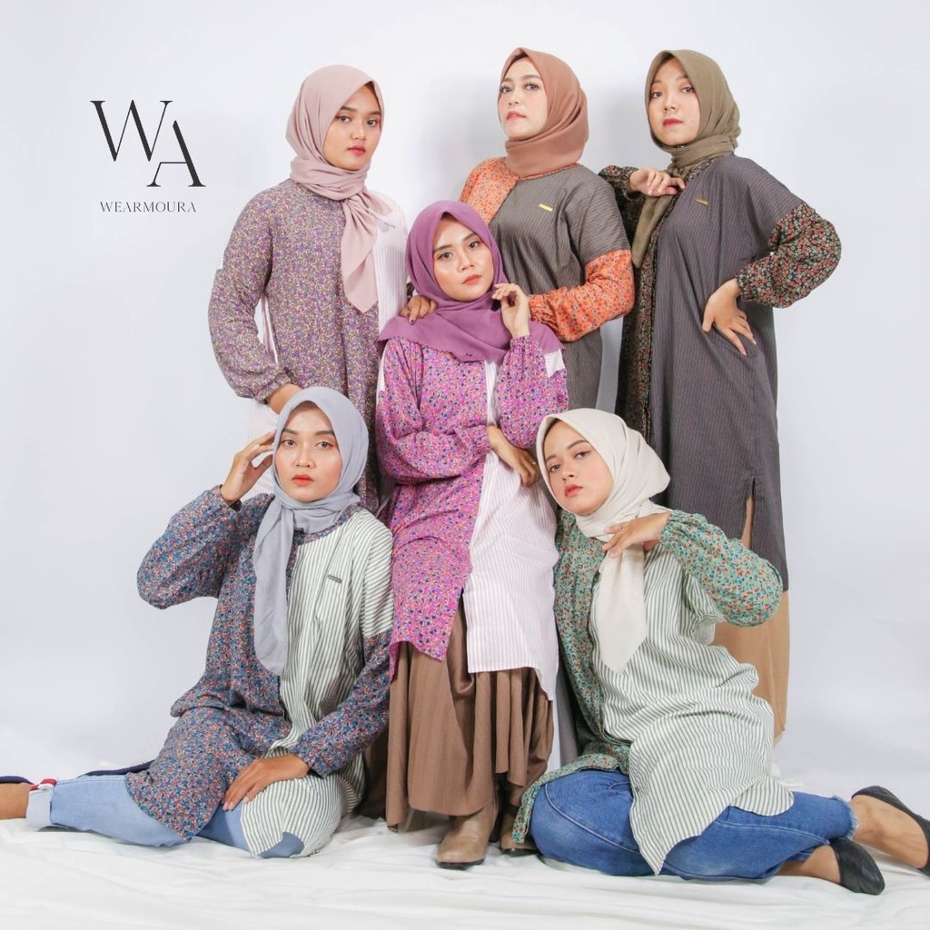 PROMO KILAT - Wearmoura Long Tunik Arumi Series Fashion Homedress Kekinian | Best Seller | Wearmoura