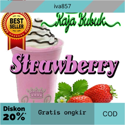 

PROMO Bubuk Minuman Bubble Drink 1kg Strawberry "Raja Bubuk" GRATIS ONGKIR