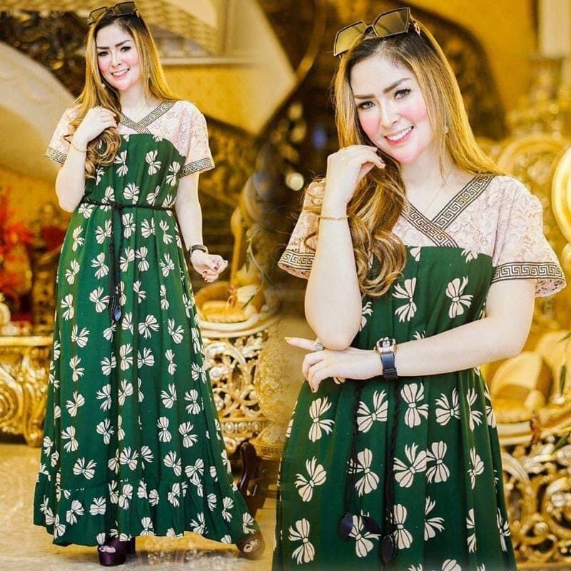 Baju Daster Renda Kupu Pita  Daster Kekinian Rayon Premium Dress Imlek Wanita Lengan Pendek Baju Wanita Kekinian