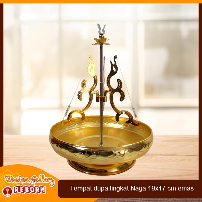 Tempat Dupa Hio Lingkar 24 Jam Kuningan Import Motif Naga 19x17cm