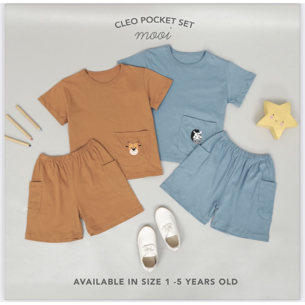 AMBYAR Last Stock MOOI CLEO POCKET SET SETELAN KANTONG ANAK MOOI 1-5 TAHUN CBKS SO