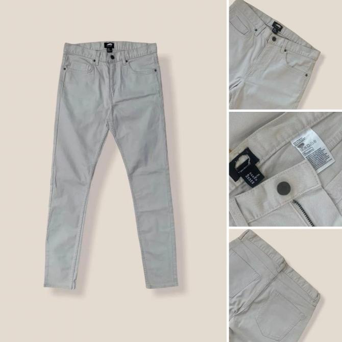 celana chino jeans panjang pria h&m skinny fit stretch original