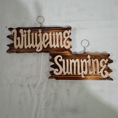 Hiasan Pintu Tulisan &quot; Wilujeng Sumping &quot; Hiasan Dinding Wall Decor Dari Kayu Model Tingkat