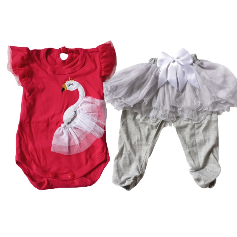 Setelan Legging Bayi Perempuan Import 0 6 bulan Baju Ulang Tahun Baby Girl Angsa Katun Adem New Born KA124