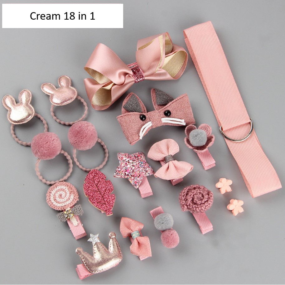 SAO - F521 Ikat Rambut 18 in 1 Fashion Wanita / Accesories Rambut Import / Jepit Rambut / Souvenir Aksesoris Rambut-Pink Tua