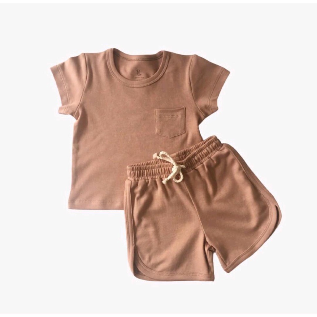 COTTON CUB POCKET TEE + SHORT SET / SETELAN BAYI