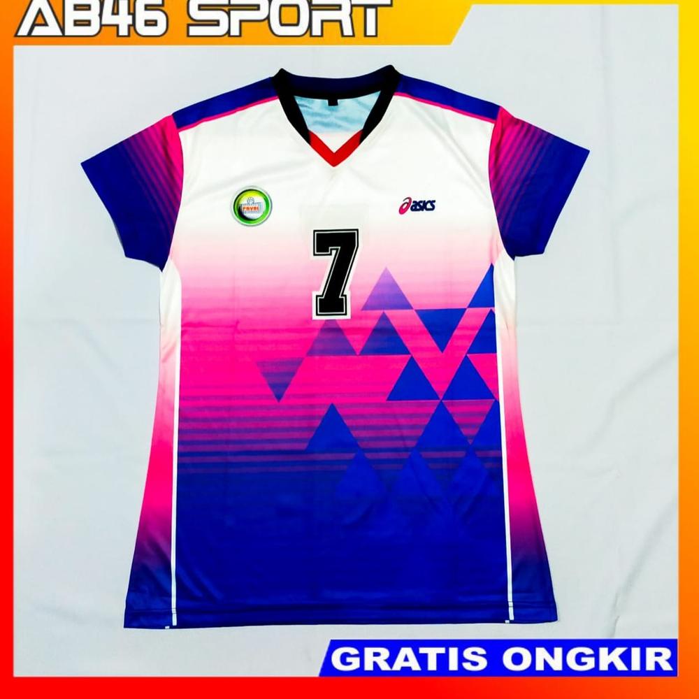 Baju Jersey Kaos Voly Volly Volley Voli Cewek Wanita Fullprinting Tangan Pendek singlet Atasan Olahr