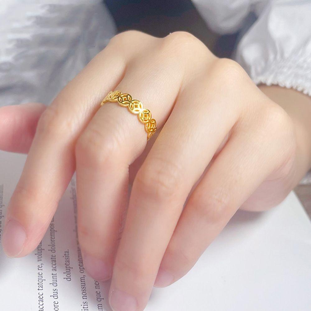 Mxbeauty Wanita Cincin Uang Klasik Retro Ekor Rings Hollow Stainless Steel Untuk Pria Penangkap Koin Rings