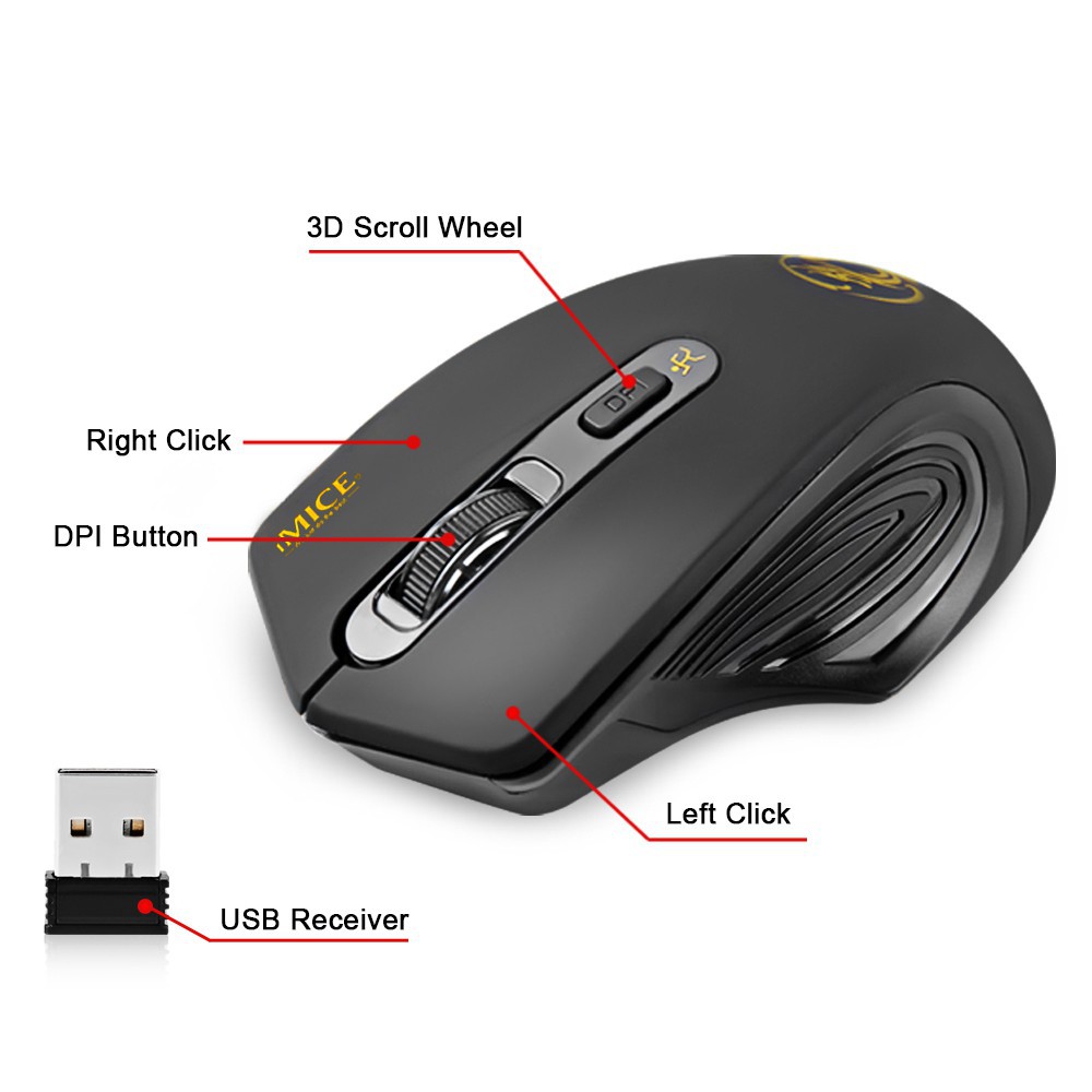 Grab medan iMice Ergonomic Wireless Gaming Mouse 2000 DPI Normal Version Silent Version