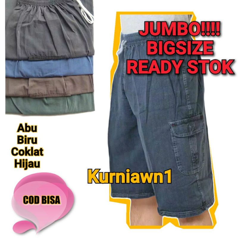 Celana Pendek Pria Kolor Cargo Semi Jeans BIG SIZE JUMBO polos Casual Gaya Polo Ufc Nyaman Buat Santai