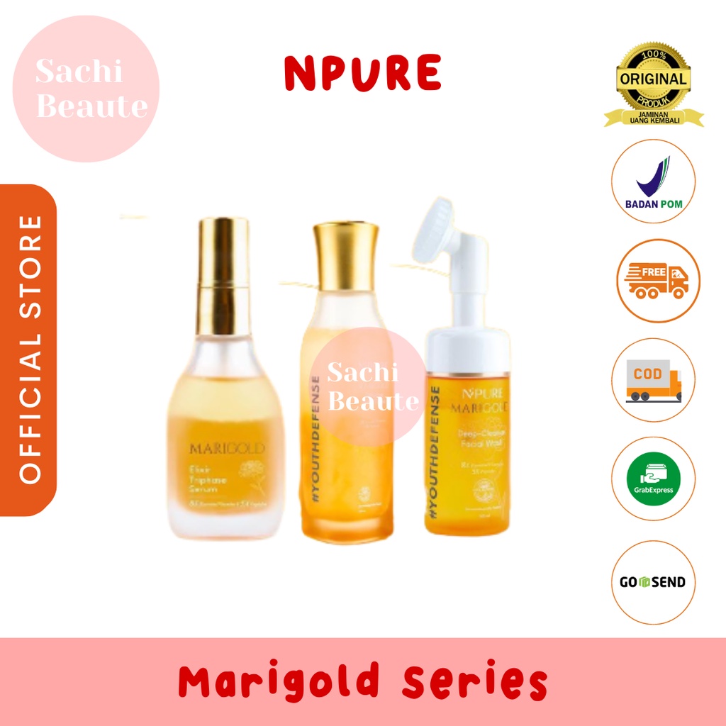 Npure Paket Marigold Series Anti Aging Face Wash Face Toner Face Serum