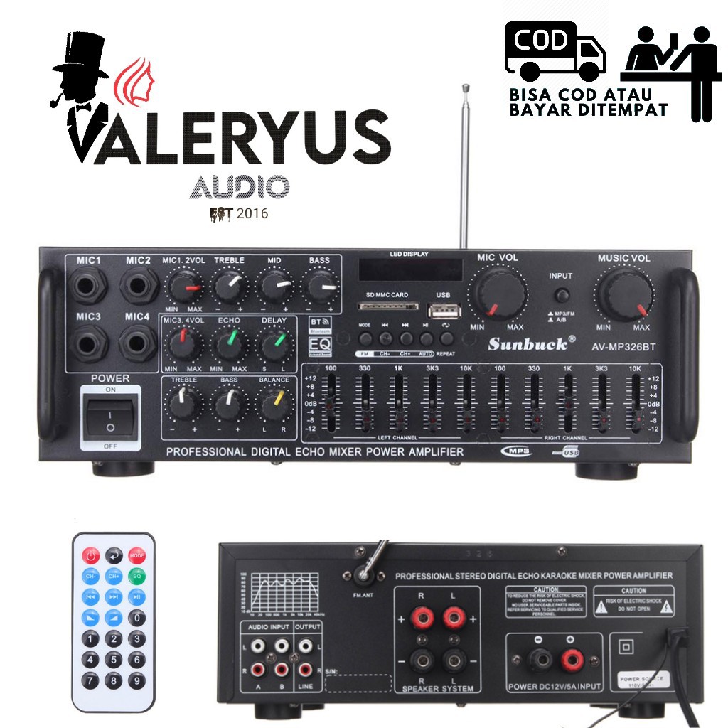 Amplifier EQ Bluetooth Audio Karaoke - Sunbuck 2000watt