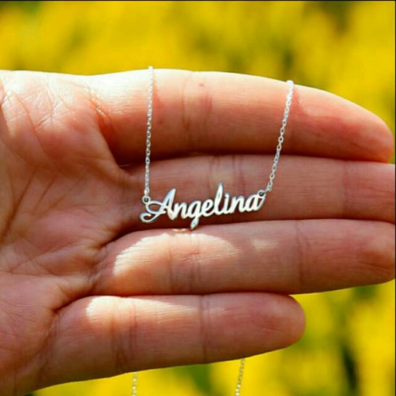 kalung nama / kalung nama custom / Kalung monel Ukir nama silver minimalis / kalung anak