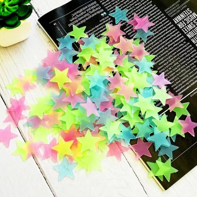 NM262 100Pcs Stiker Dinding Model Bintang 3D Glow In The NM262 100Pcs Stiker Dinding Model Bintang 3D Glow In The