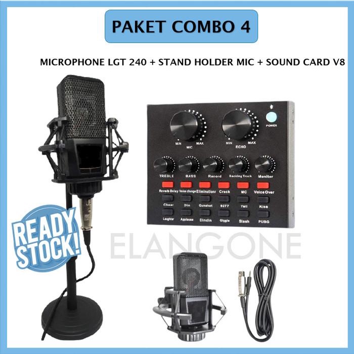 Paket Komplit Stand Microphone Bm8000 Mic Bm8000 And Sound Card V8