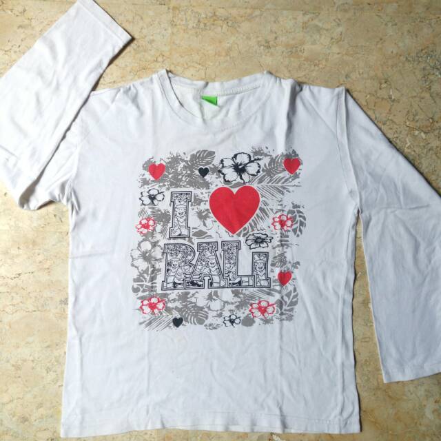 Atasan  Wanita Kaos Lengan Panjang Putih Bali