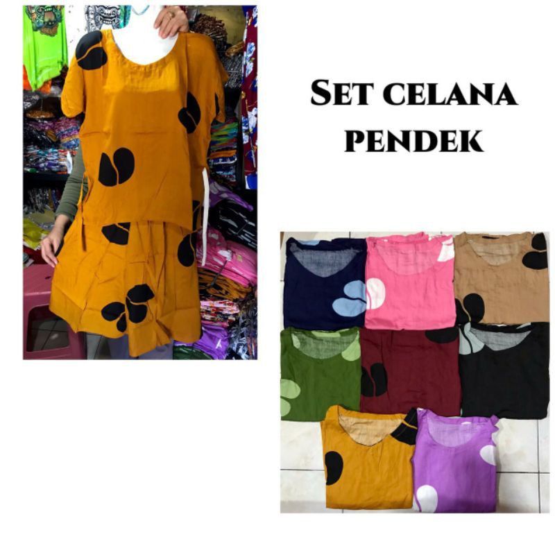 setelan celana pendek kulot rayon bali