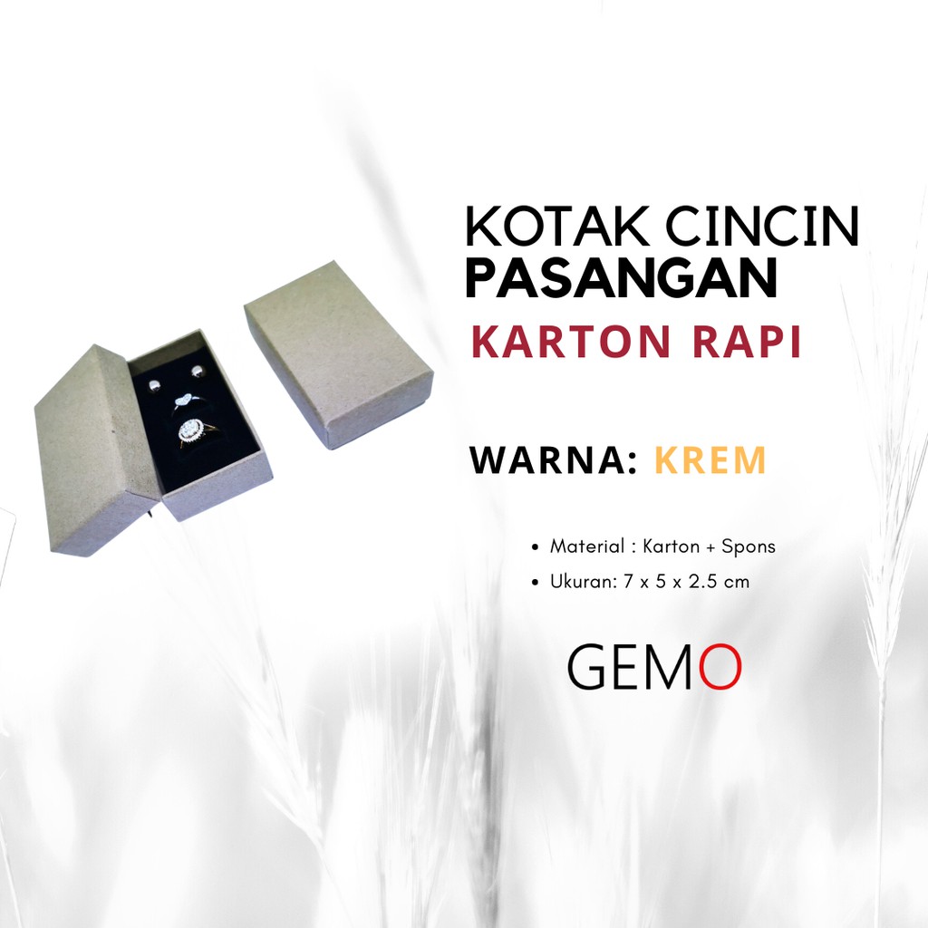 Kotak Cincin Pasangan Model Kardus - Box Perhiasan Tempat Jewelry Couple Ring Tunangan Set Tempat Jewelry Murah Cocok Untuk Gift / Hadiah, Lamaran, Mahar Pernikahan, Hantaran Tunangan, Seserahan Pernikahan