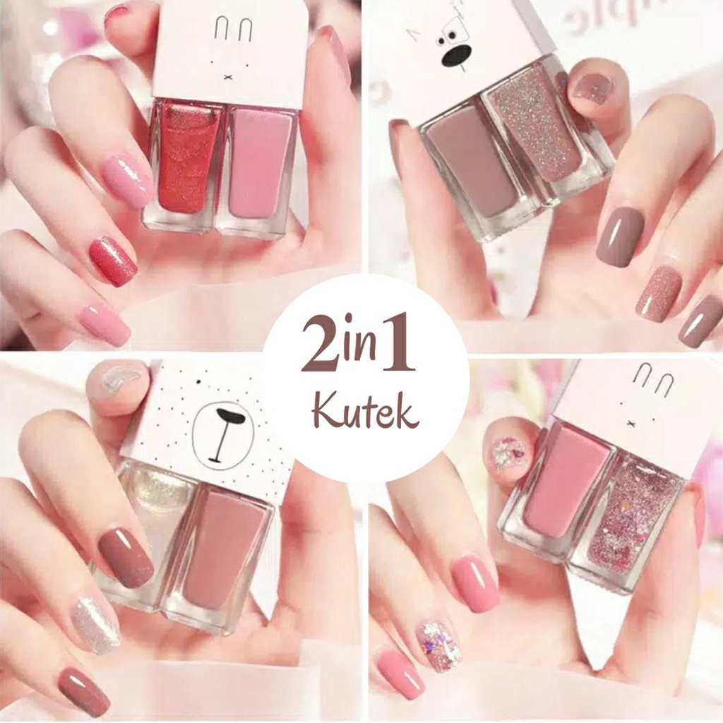 INFY - R610 2IN1 Kutek Korea Lucu 2 Warna Gel Nail Polish