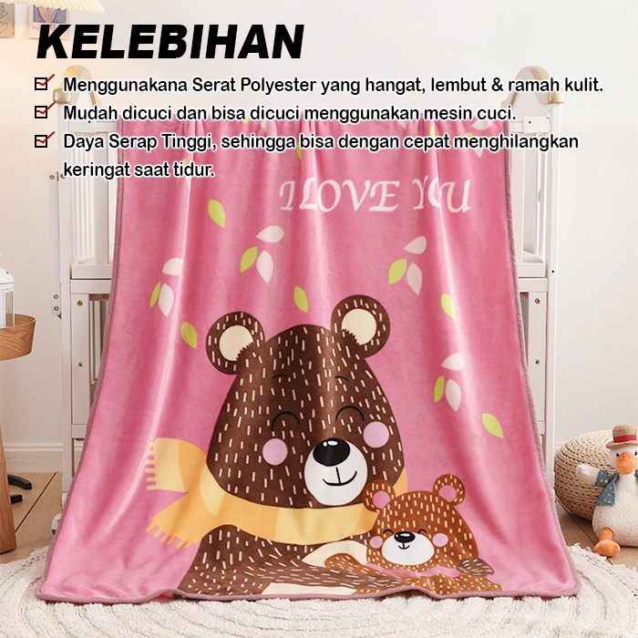 Selimut Anak Karakter Lucu Dan Halus Ukuran 140cmx100cm 100% Polyester - FK450