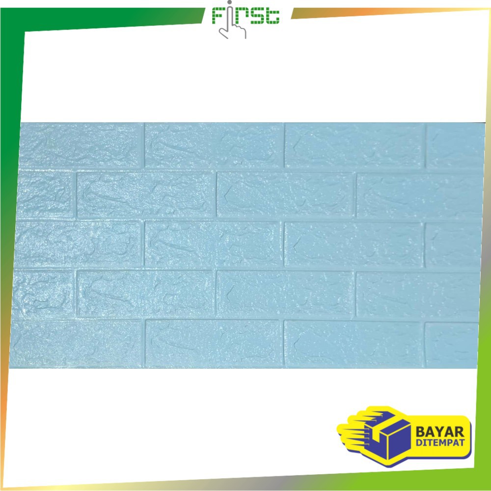 *COD* FH-C206 Wallpaper Dinding Foam 3D Kecil Motif Batu Bata/Walpaper Stiker Dinding Dekorasi Kamar-Batu Bata BIRU MUDA