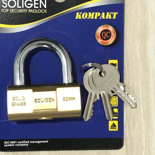 ☋ GEMBOK SOLIGEN 60MM KUNINGAN/GEMBOK V SOLIGEN 60MM /GEMBOK ANTI POTONG ●