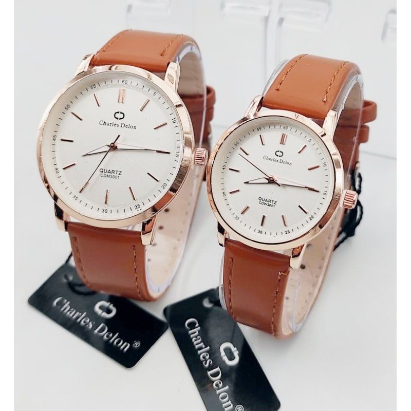 JAM TANGAN COUPLE CHARLES DELON STRAP KULIT