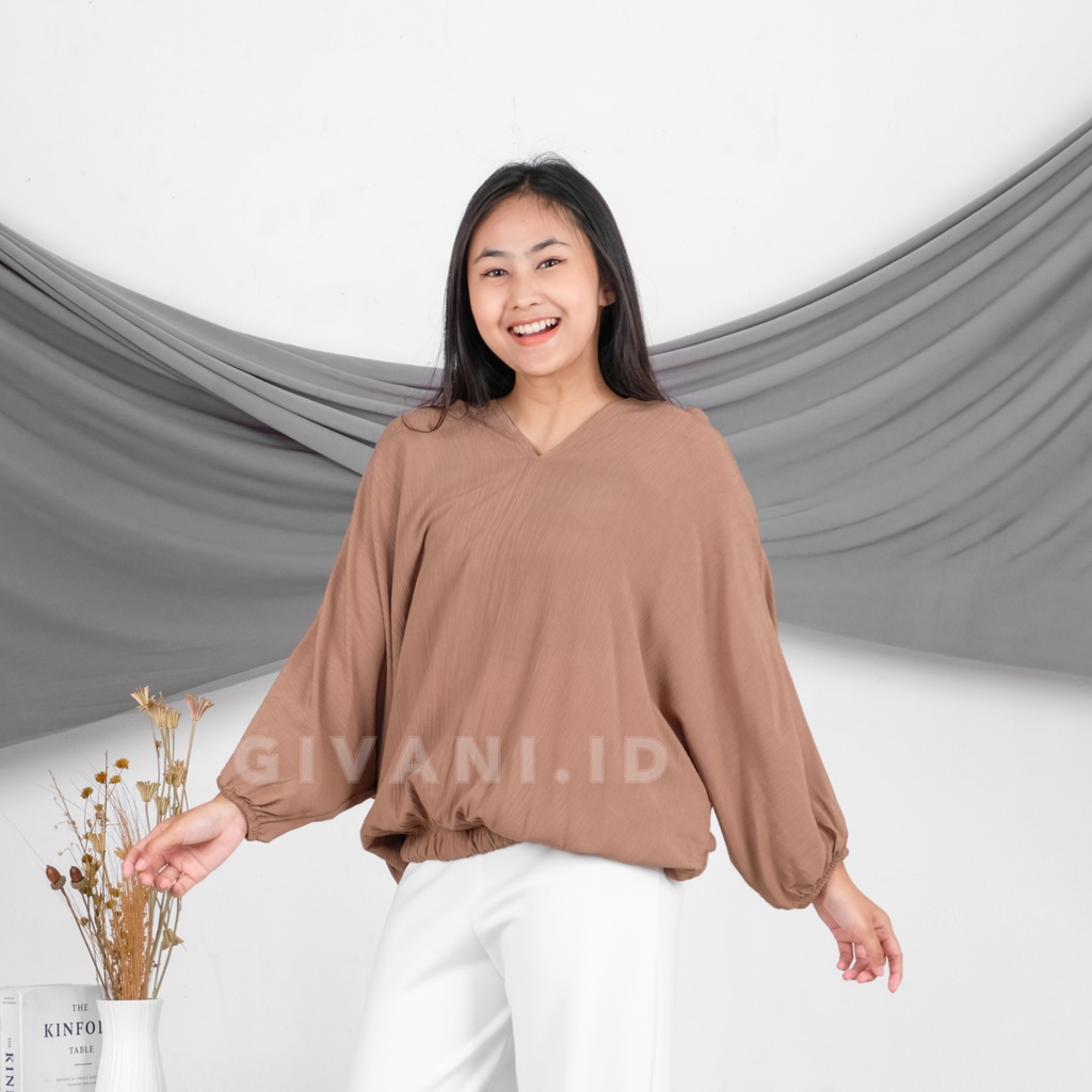 Blouse Wanita Jumbo Oversize Outfit Baju Atasan Wanita Big Size Ootd Blus Wanita Lengan Panjang-8