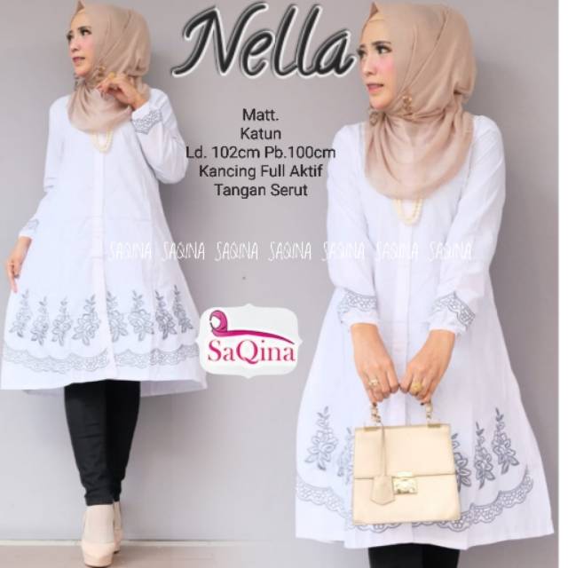TUNIK // NELLA TUNIK // TUNIK PUTIH // TUNIK WARNA PUTIH // TUNIK BAHAN KATUN