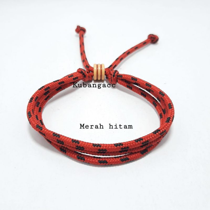 promoooo.gelang prusik 3 rangkap, gelang prusik keren,gelang cowok/cewek, gelang tali. gepang murah,-Merah hitam