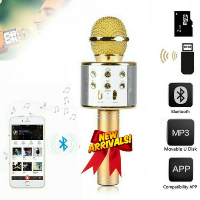 Mic Karaoke Ws 858 Wireless Bluetooth Karaoke Microphone Ktv