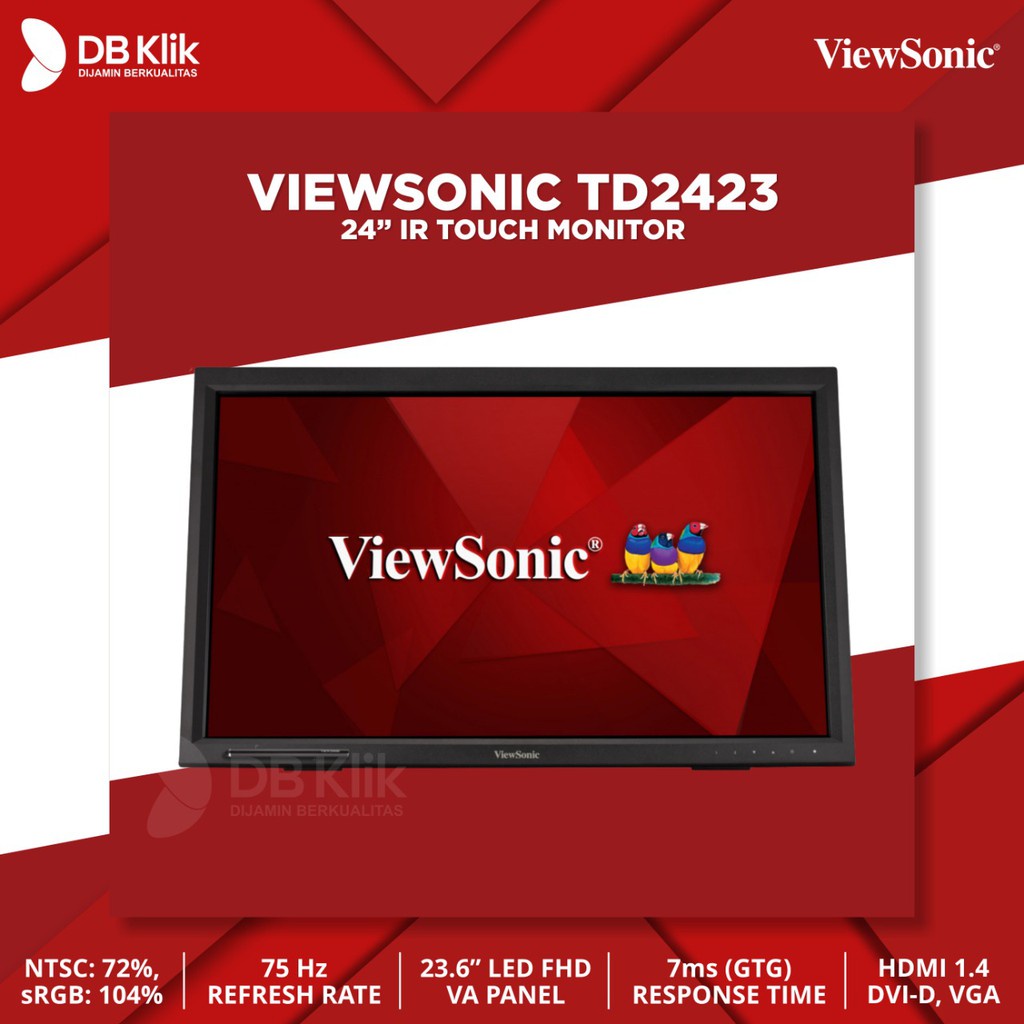 LED Monitor VIEWSONIC TD2423 23.6 Inch Full HD IR Touch HDMI VGA DVI-D