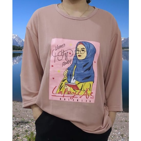 Long Tunik Hanna Motif Bordir COD-Kaos Wanita model Hijab