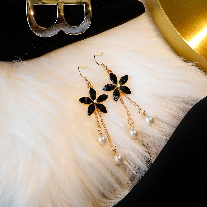 Anting Korea Anting Gantung Bunga Mutiara Anting Import Anting Fashion Simple_AW51-2