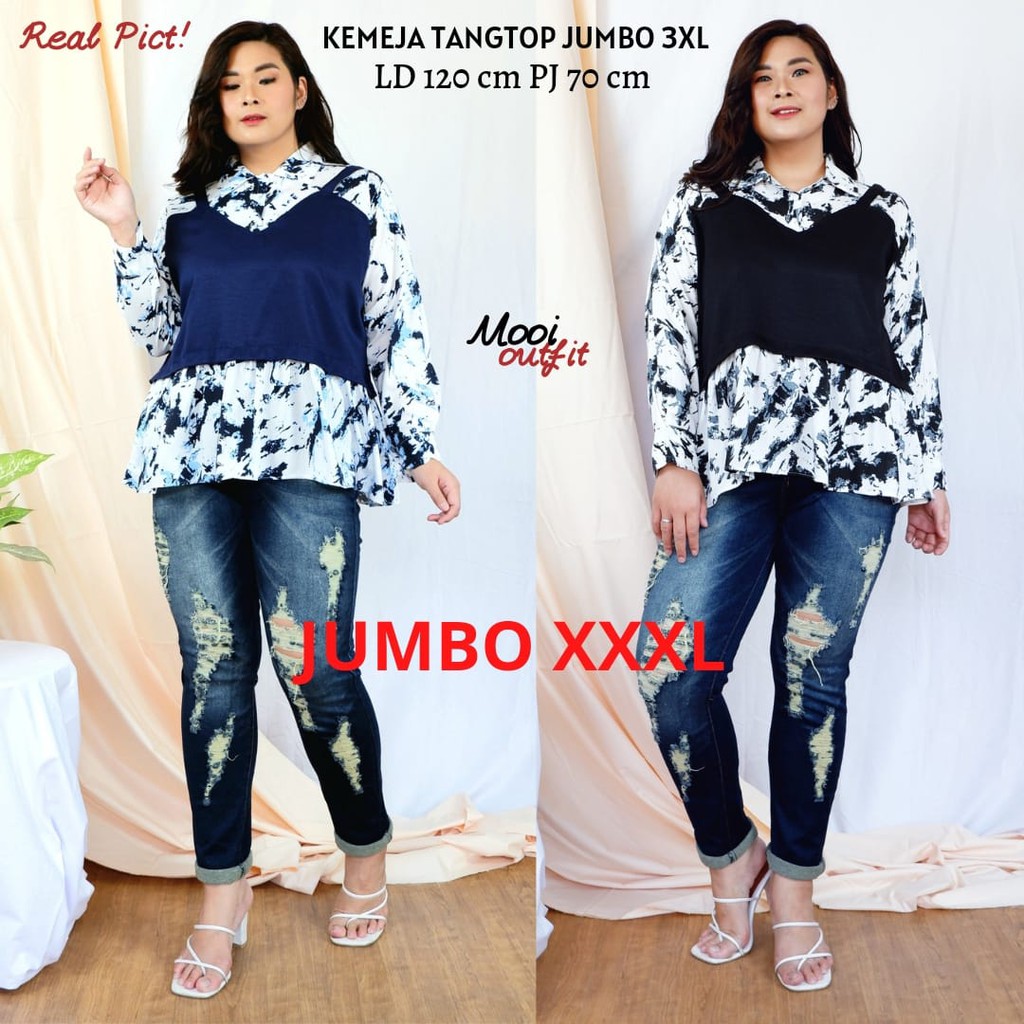 Kemeja Tanktop Jumbo Wanita Style Terbaru Kekinian Xxxl Ld 120 Modern