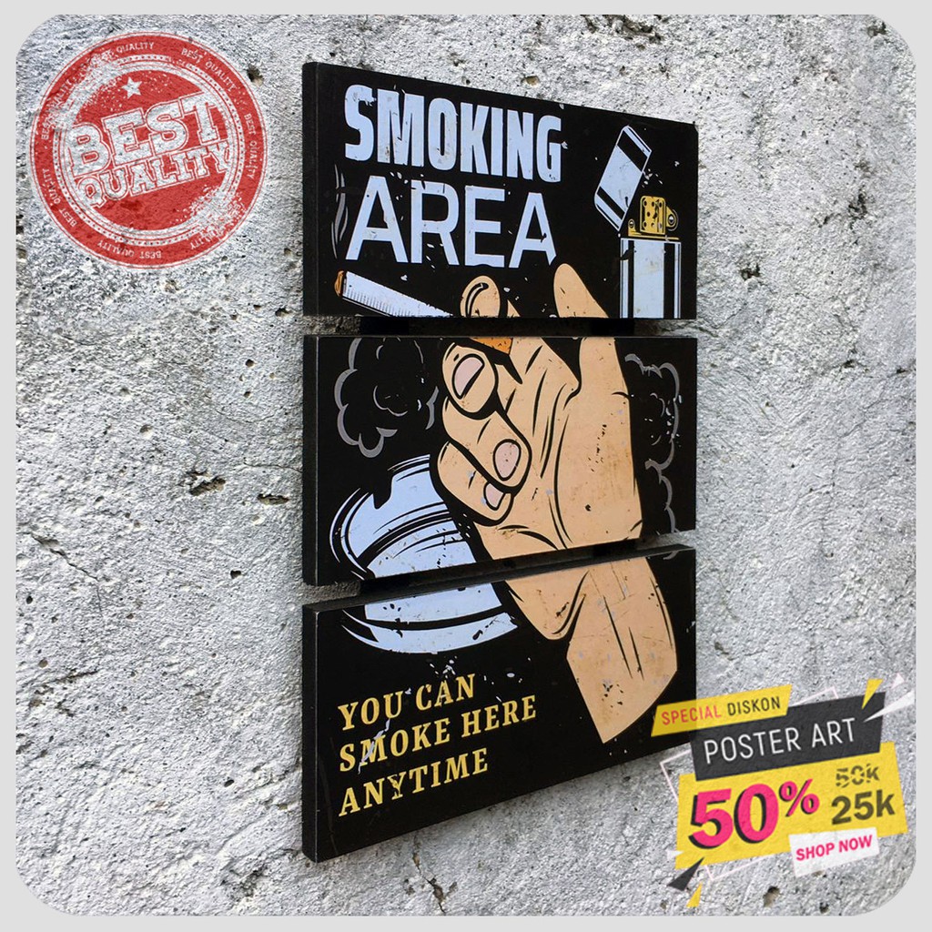 Dekorasi dinding - Pajangan dinding - Hiasan dinding - Poster Smoking Area - Wall Decor - 091969FHZ